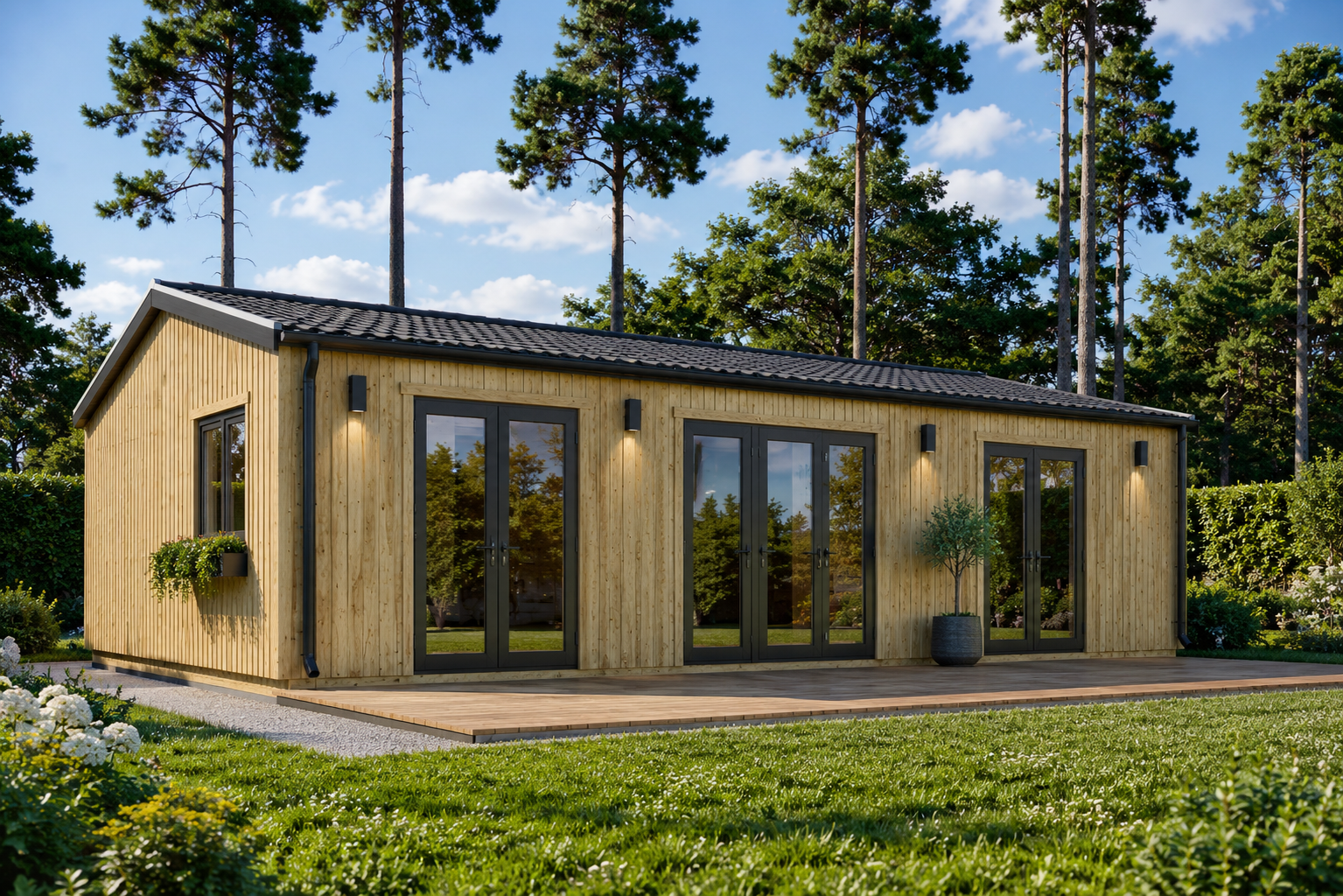 Blockhaus_Arnold-2.png Blockbohlenhaus ARNOLD (44mm + Holzverschalung), 43m² Isoliert – Bild 1