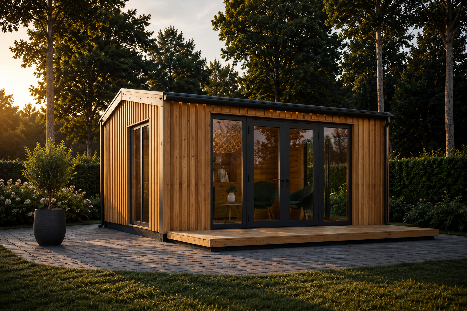 Ermones_5x5.png Gartenhaus ERMONES (34 mm + Holzverschalung Isoliert), 5×5 m – 25 m – Bild 1