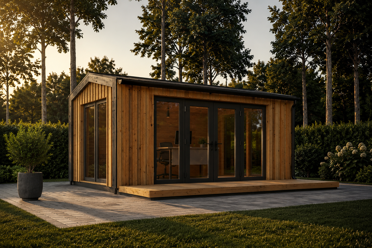 Gartenhaus-Ermones-5x3-m.png Gartenhaus ERMONES (34mm + Holzverschalung), 5x3m, 15m² Isoliert – Bild 1