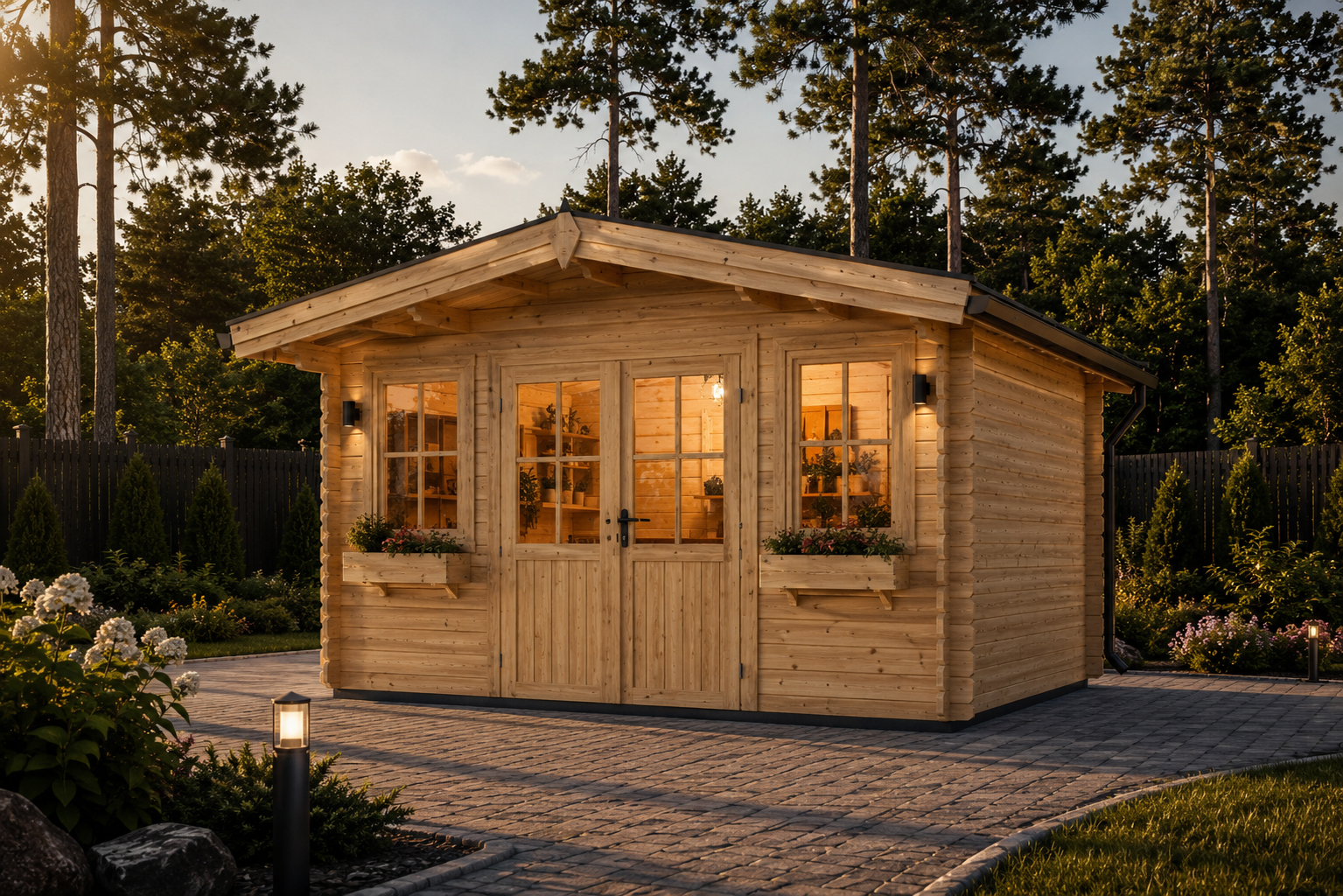 Gartenhaus-Oliver.png Gartenhaus aus Holz OLIVER (44mm), 4x3m, 12m² – Bild 1