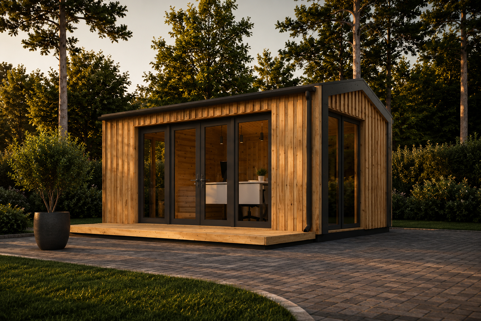 Gartenhaus_Ermones-5x4-m.png Gartenhaus ERMONES (34mm + Holzverschalung), 5x4m, 20m² Isoliert – Bild 1
