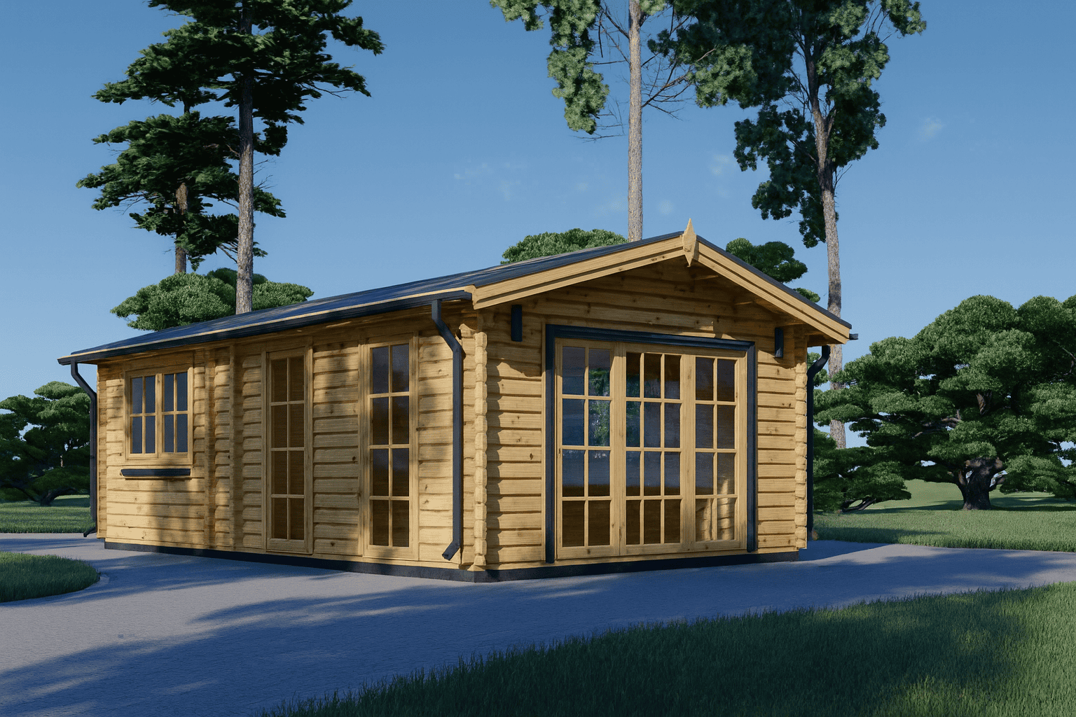 Gartenhaus_Moritz.png Blockbohlenhaus MORITZ, 4.2x7.5m, 32m² – Bild 1