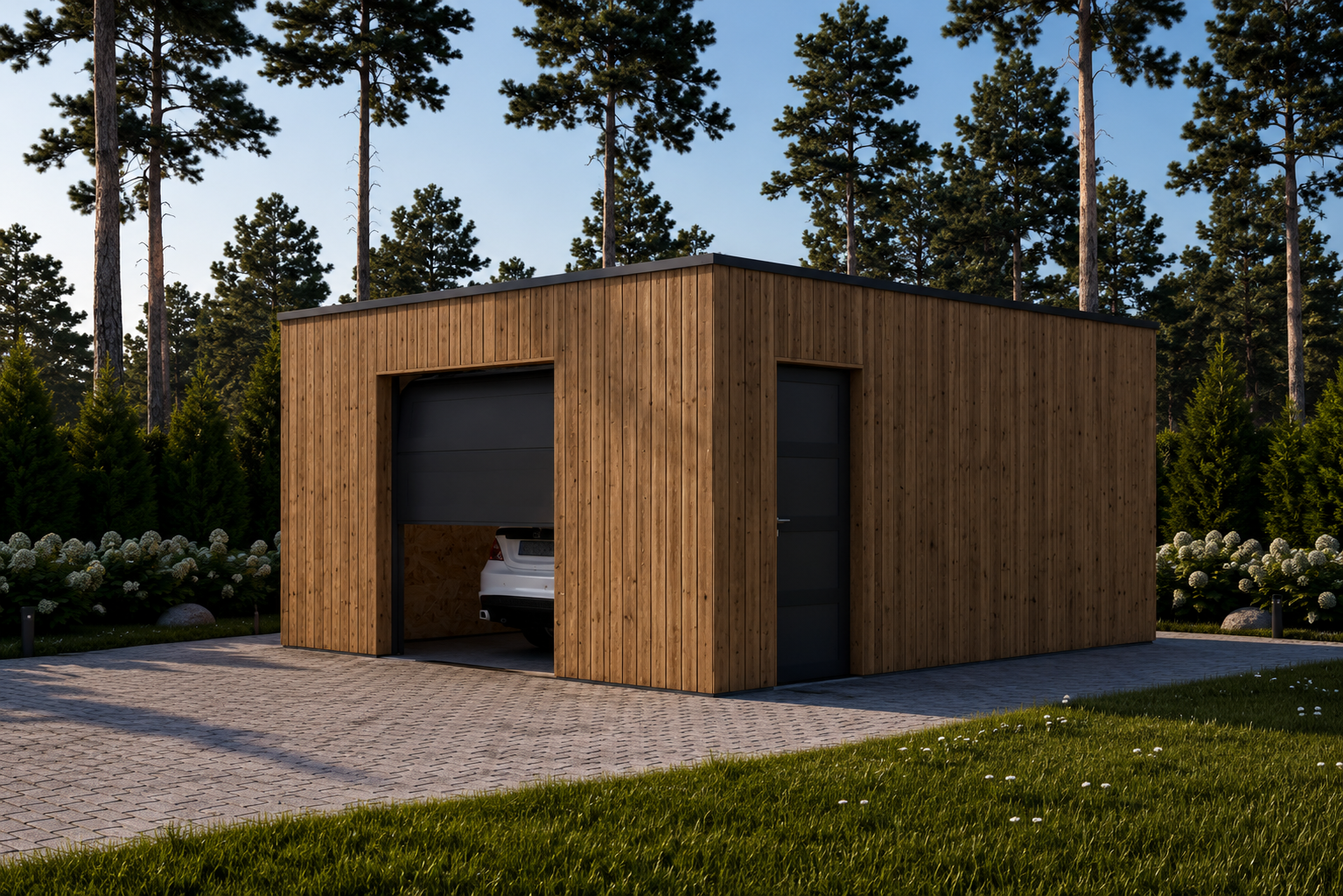 Holzgarage-mit-Flachdach-34mm-Holzverschalung-5x6m-30m²-3.png Holzgarage mit Flachdach (34mm + Holzverschalung), 5x6m, 30m² – Bild 1