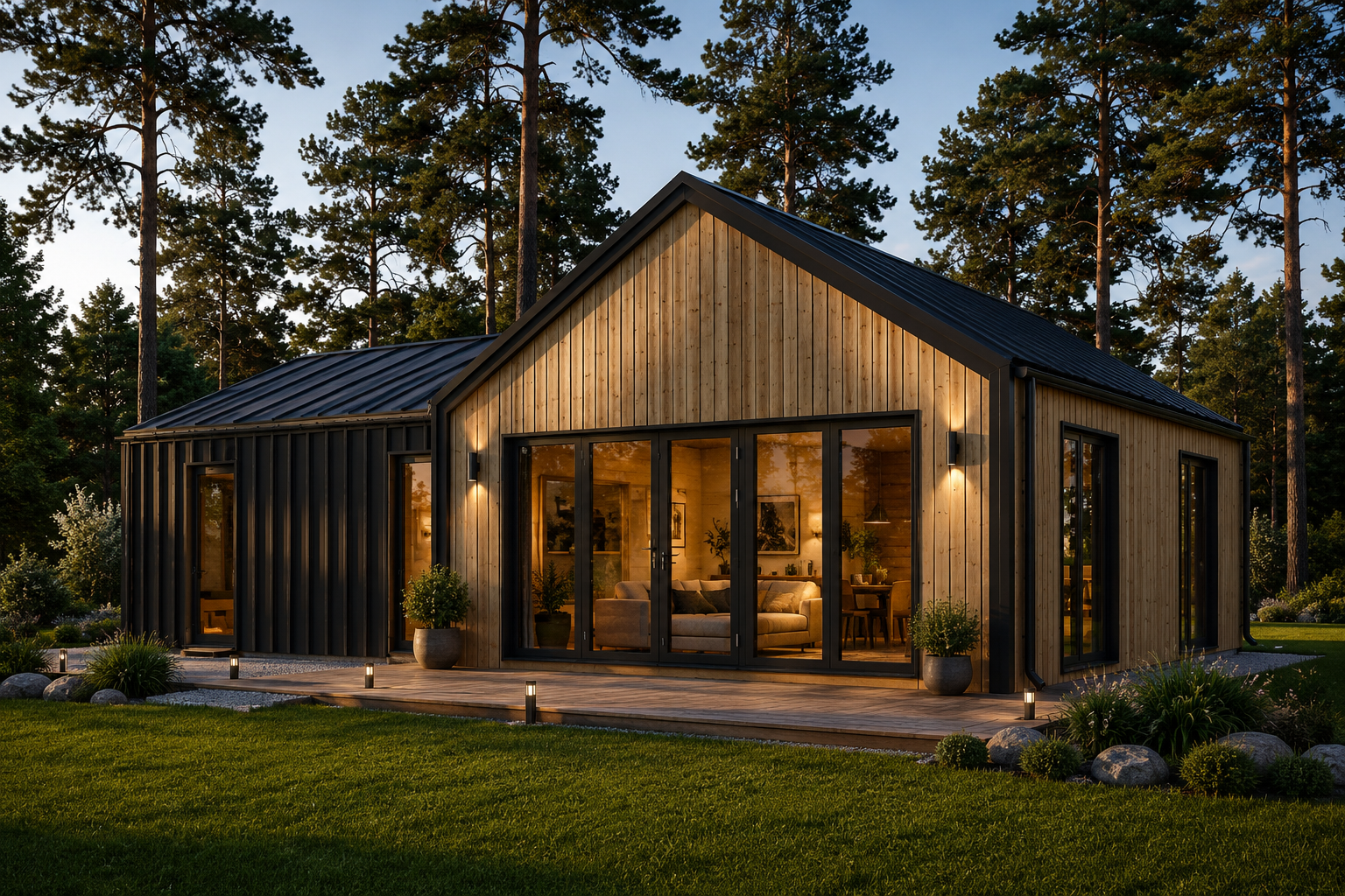 Wohnhaus-Valentin.png Holzhaus VALENTIN (Isoliert, 66 mm + Holzverschalung), 79 m² – Bild 1