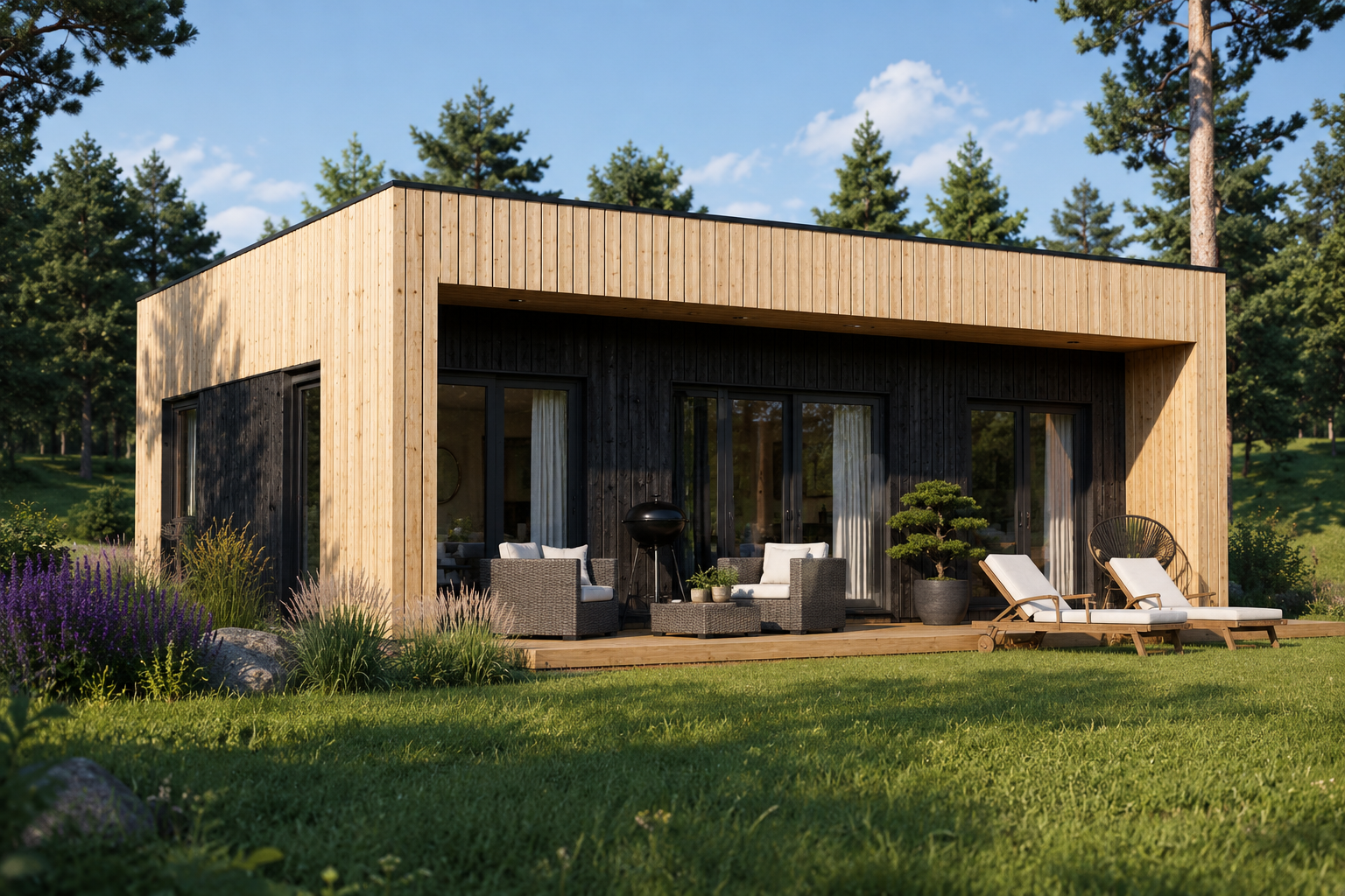 Wohnhaus_Kulm1_1.png Holzhaus KULM 1 (66 mm + Holzverschalung) 48 m² Isoliert – Bild 1