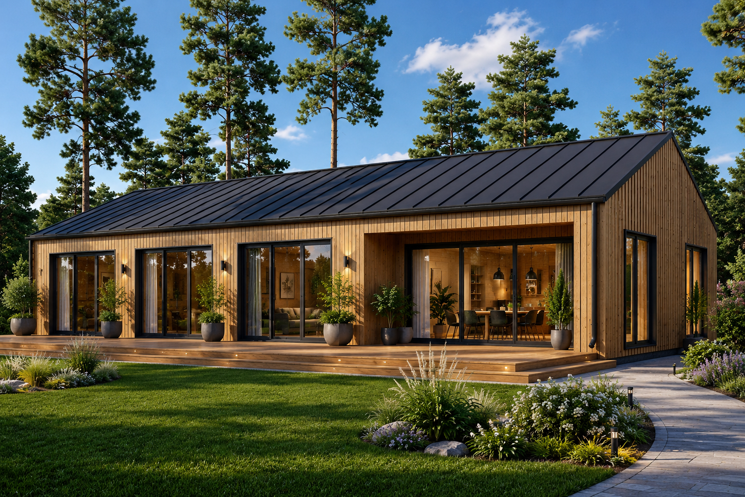 Blockhaus_Enns-4.png Wohnhaus Enns (66 mm + Holzverschalung) inkl. Isolierung, 130 m² – Bild 1