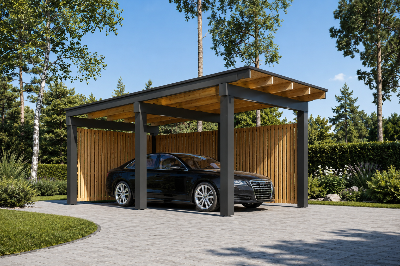 Carport-NOVA-mit-L-foermiger-Wand-2.png Carport NOVA mit L-förmiger Wand · 3,2 × 6 m – Bild 1