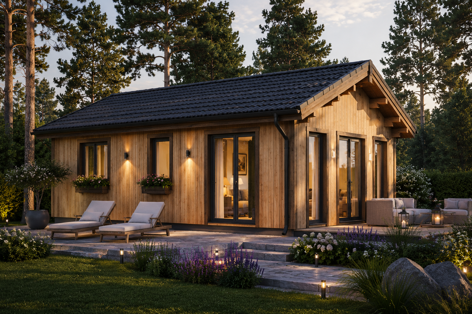 WH Graz2 Wohnhaus GRAZ (Isoliert, 66 mm + Holzverschalung), 46 m² – Bild 1