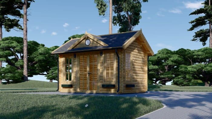 Premium Gartenhaus aus Holz CLOCKHOUSE (44 mm), 4x3 m, 12 m²