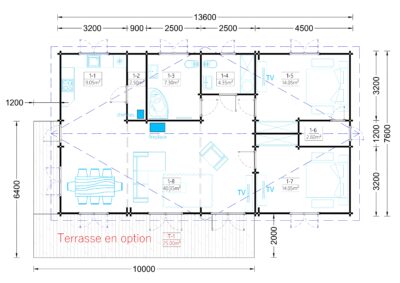 Blockbohlenhaus LIMOGES (66 mm) 103 m²