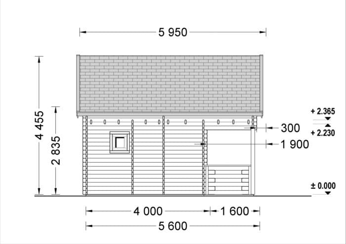 Blockbohlenhaus Tirol mit Schlafboden und Terrasse (44 mm), 20 m² + 8 m²
