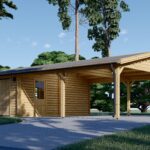 Holzgarage mit (44 mm) 4x6 m mit Doppelcarport 5.5x6 m