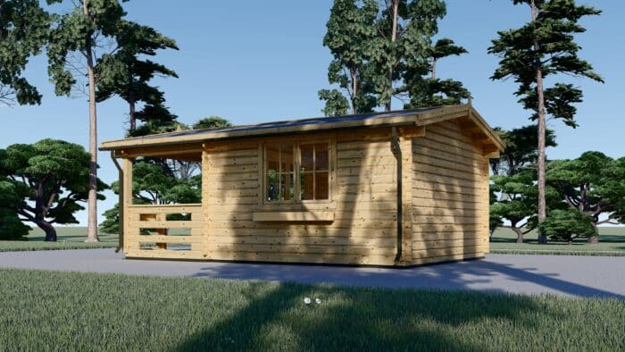 Gartenhaus aus Holz SABINE (66 mm), 4x5.75 m, 16 m² + 7 m² Terrasse
