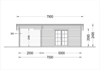 Premium Gartenhaus CARL (34 mm) 5x4 m, 20 m² + 8m² Terrasse
