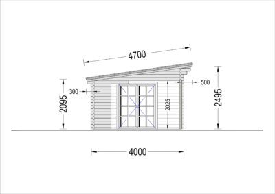 Premium Gartenhaus CARL (34 mm) 5x4 m, 20 m² + 8m² Terrasse