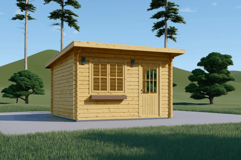 Gartenhaus Donau 4x3 m, 12 m² mit Flachdach Isoliert