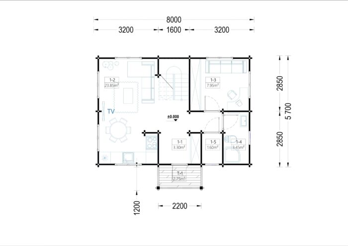 Blockbohlenhaus ERNI (66mm) 91m² inkl.Fußboden