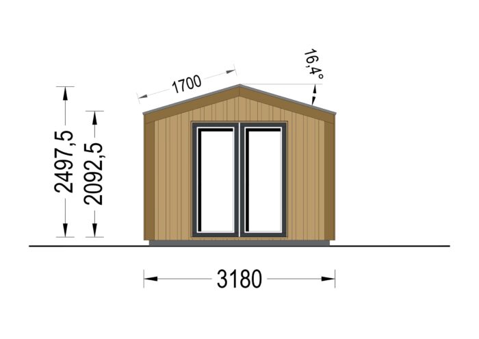 Gartenhaus ERMONES (34mm + Holzverschalung), 4x3m, 12m²