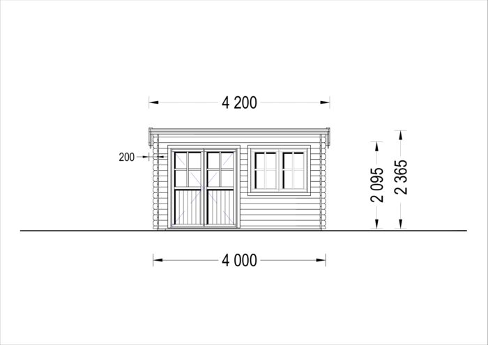 Premium Gartenhaus LINZ 4X3 m 34 mm, 12 m² mit Pultdach