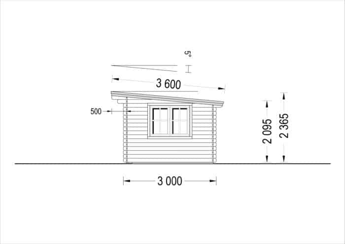 Premium Gartenhaus LINZ 4X3 m 34 mm, 12 m² mit Pultdach
