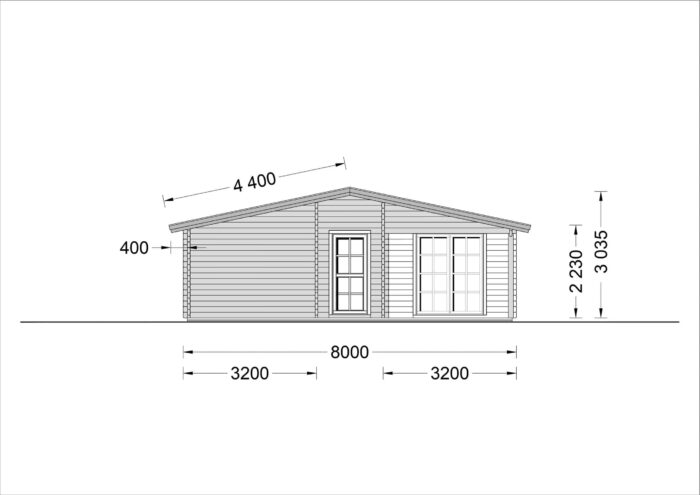 Holzwohnhaus LINDA (Isoliert, 66 mm + Holzverschalung), 72 m²