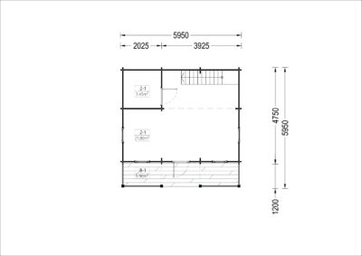 Blockbohlenhaus LIVINGTON (44 mm), 50 m²