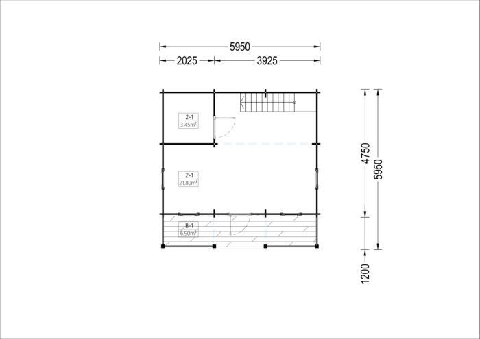 Blockbohlenhaus LANDSHUT (44 mm), 50 m²