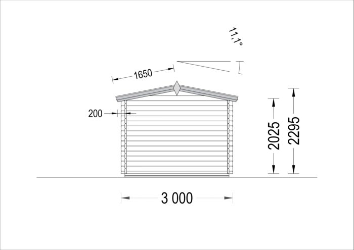 Premium Gartenhaus aus Holz PETER (34 mm), 3x3 m