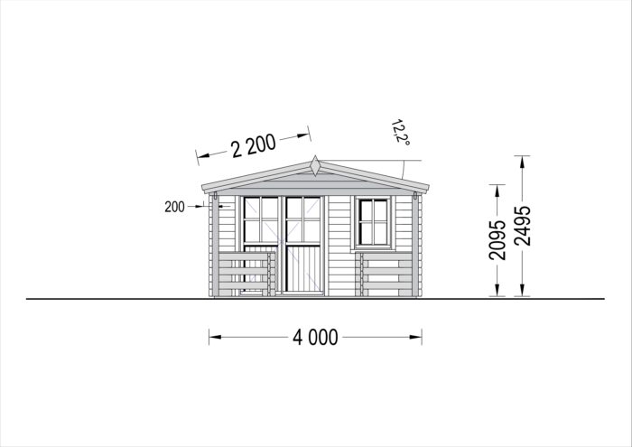 Gartenhaus aus Holz SABINE (66 mm), 4x5.75 m, 16 m² + 7 m² Terrasse