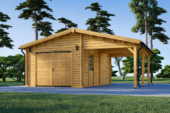 Einzelgarage (44mm) 4x6m mit Carport 3x6m
