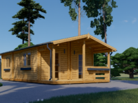 Blockbohlenhaus mit Terrasse ANTON, 5x9 m, 35 m² + 8m²