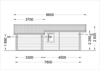 Blockbohlenhaus DIJON (44 + 44 mm) 43 m²
