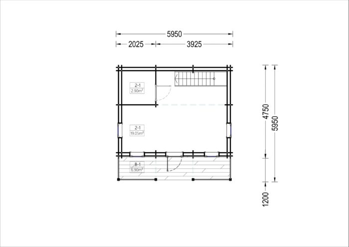 Blockbohlenhaus LIVINGTON (44 + 44 mm), 50 m²