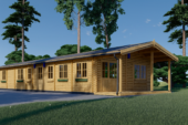 Blockbohlenhaus BIRGIT (44+44 mm) · 6 × 19 m · 114 m² · Extra Isoliert