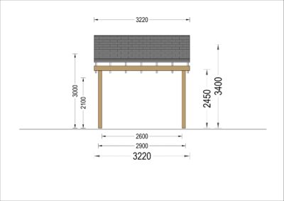 Carport aus Holz mit L-förmiger Wand LISA, 3.2x6 m