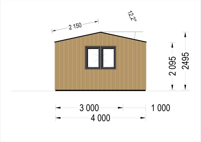 Gartenhaus TINA (34 mm + Holzverschalung ), 4x4 m, 12 m²