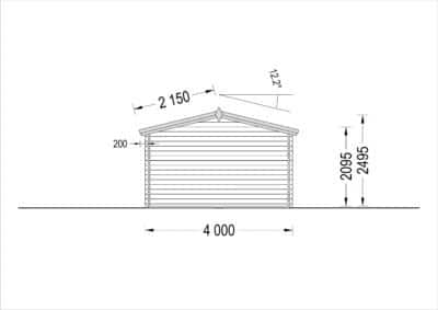 Holzgarage CLASSIC (44 mm), 4x7.5 m, 30 m²
