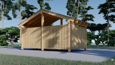 Carport aus Holz mit L-förmiger Wand LISA, 3.2x6 m – Bild 5