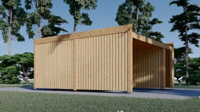 Carport aus Holz für 1 Auto mit Schuppen und Seitenwand LUNA F PLUS, 4.9x5.6 m – Bild 5