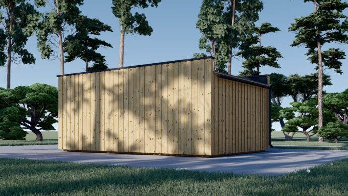 Holzgarage mit Flachdach STELA F (Elementbauweise), 4x6 m, 24 m²