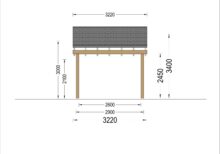 Carport aus Holz mit L-förmiger Wand LISA, 3.2x6 m – Bild 8