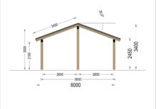 Carport aus Holz mit L-förmiger Wand LISA, 3.2x6 m – Bild 9