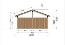 Carport aus Holz mit L-förmiger Wand LISA, 3.2x6 m – Bild 6