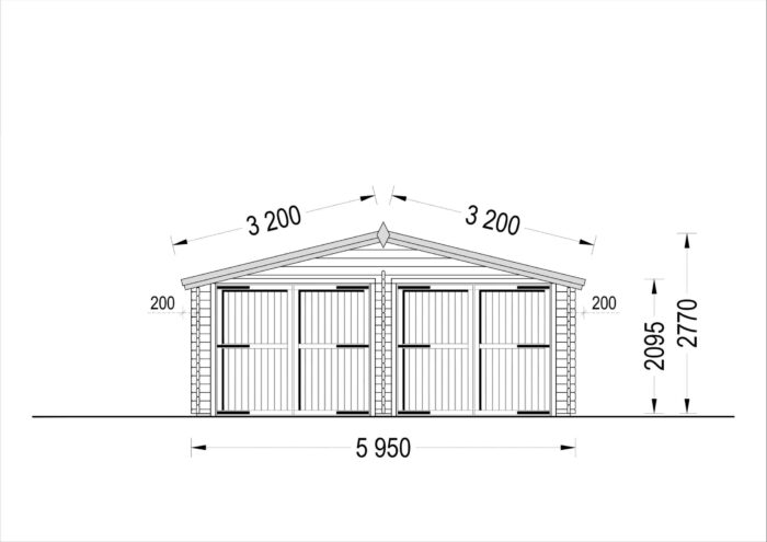 Doppelgarage aus Holz (44 mm) 6x6 m, 36 m²