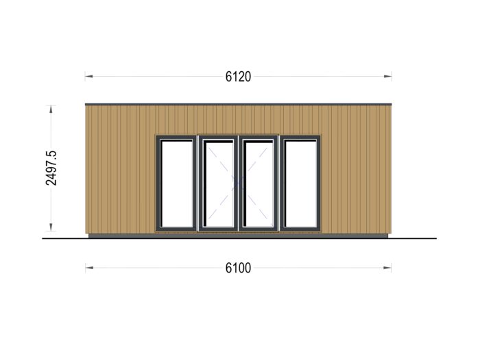 Premium Gartenhaus Tobi (34 mm + Holzverschalung), 6x3 m, 18 m²