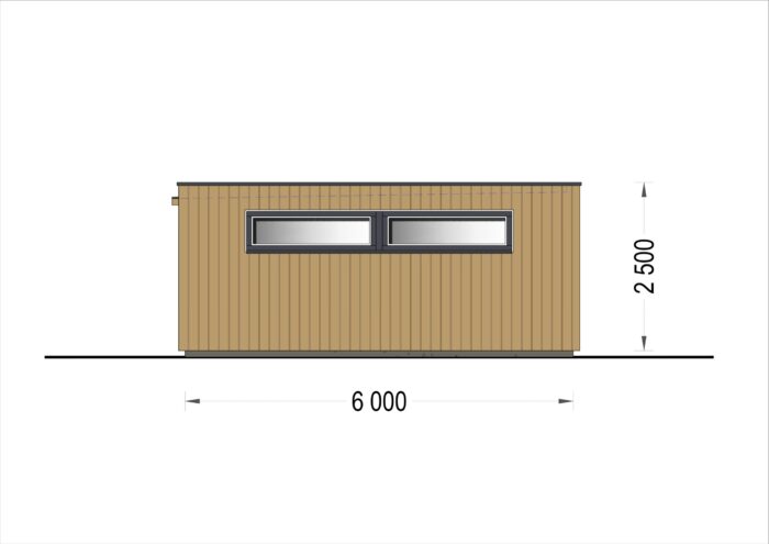 Holzgarage mit Flachdach STELA F (Elementbauweise), 4x6 m, 24 m²