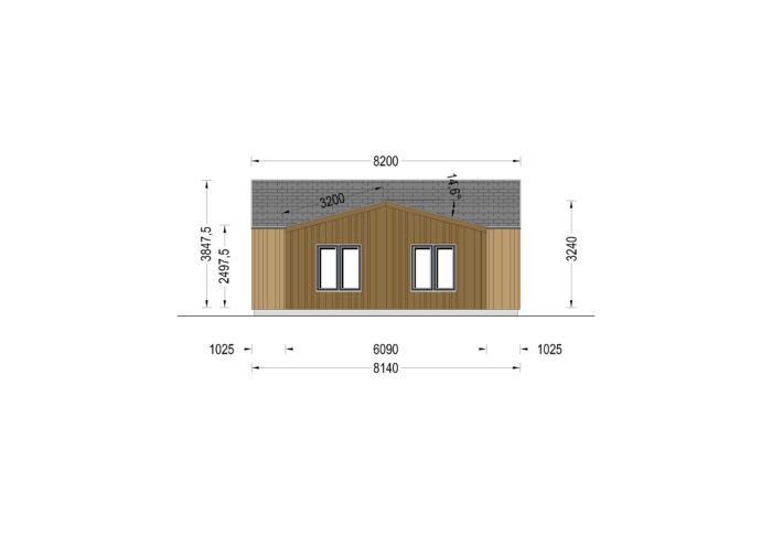 Wohnhaus VALENTIN (44 mm + Holzverschalung Isoliert), 80 m²