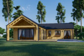 Holzwohnhaus TAUERN (Isoliert, 66 mm + Holzverschalung), 127 m²