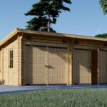 Doppelgarage aus Holz mit Pultdach (44 mm), 6x5 m, 30 m²