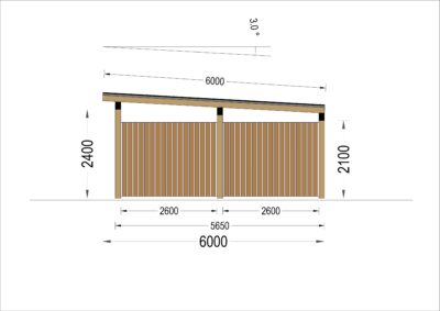Carport mit L-förmiger Wand,  3,2x6m – Bild 9